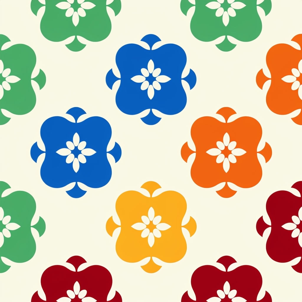 Vibrant Clover-Shaped Floral Seamless Pattern Design