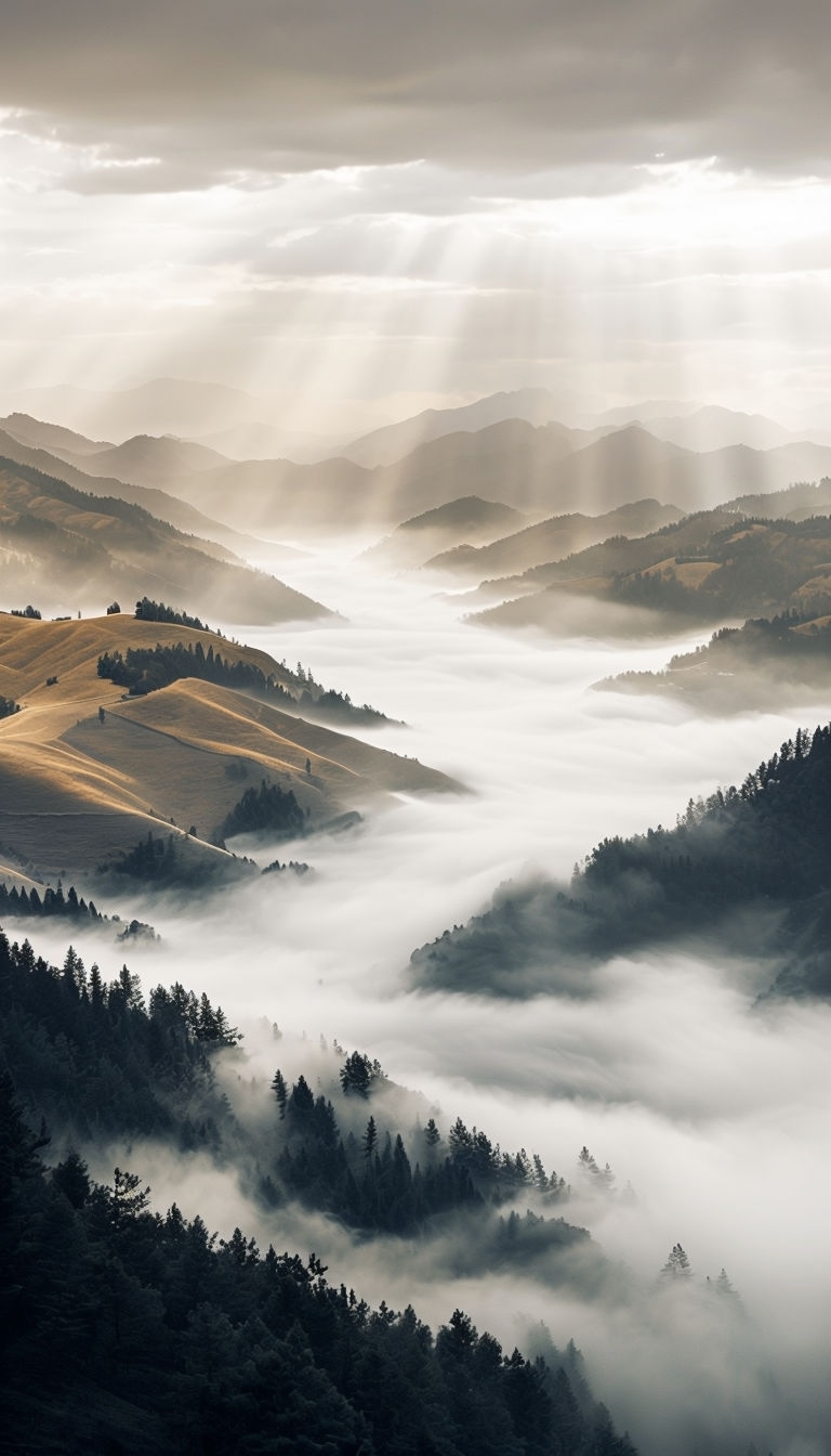 Serene Misty Mountain Landscape in Sepia Tone Phone Case Cover