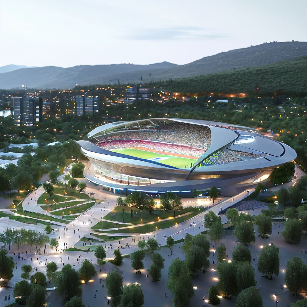 A stadium at night with sport event opening ceremony by 로크홀라 호드Wittman ...