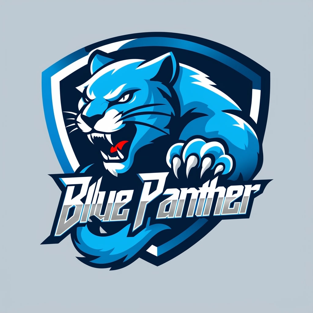 Fierce Sky Blue Panther Logo Design for Sports Team