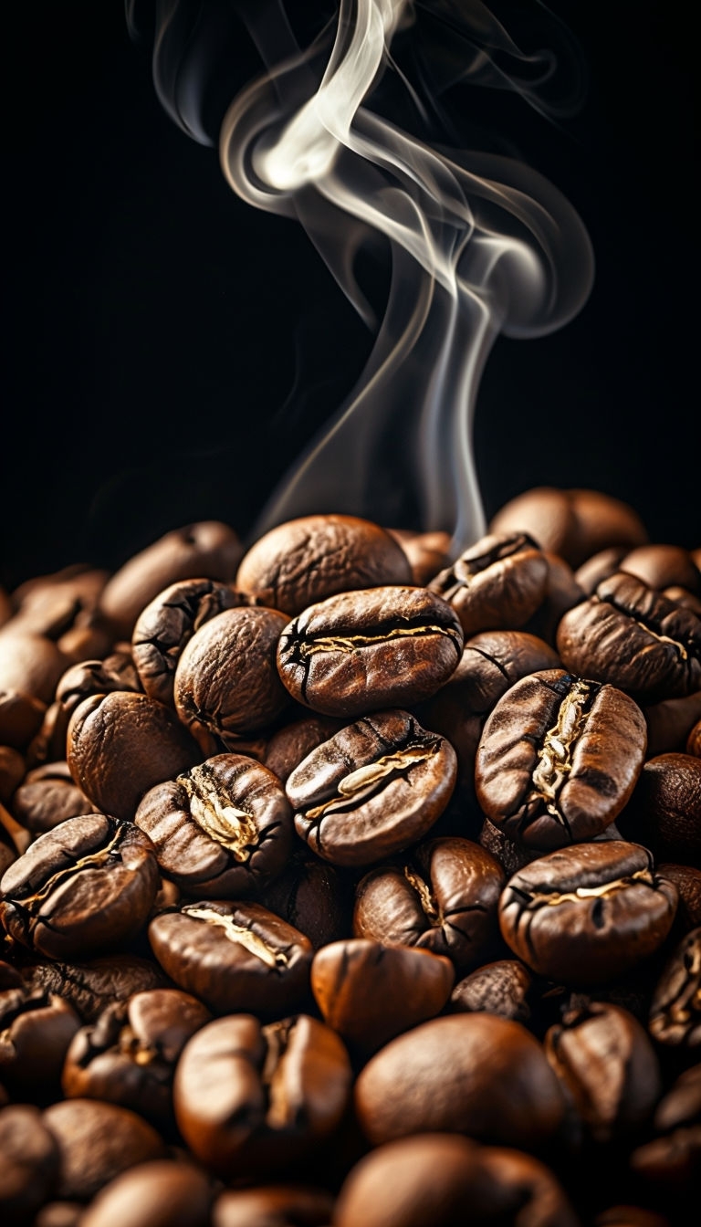 Close-Up Roasted Coffee Beans with Glossy Texture Poster