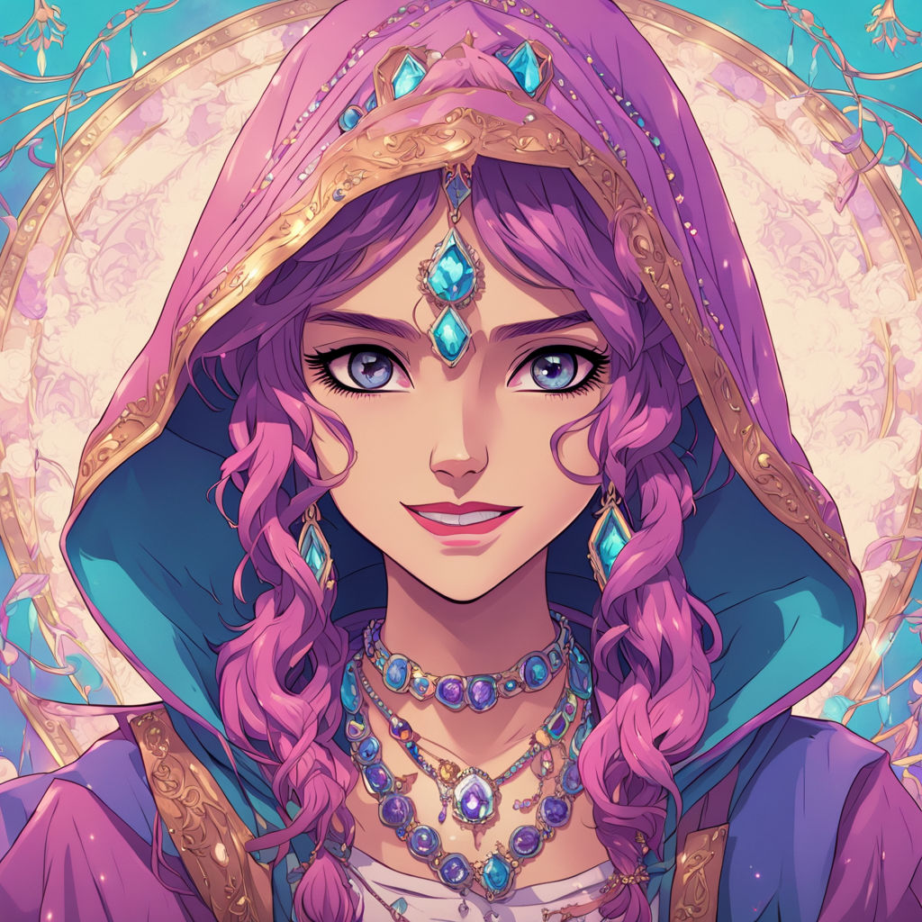 A mystic anime young female gypsy wearing a hood by Carlos Eduardo ...