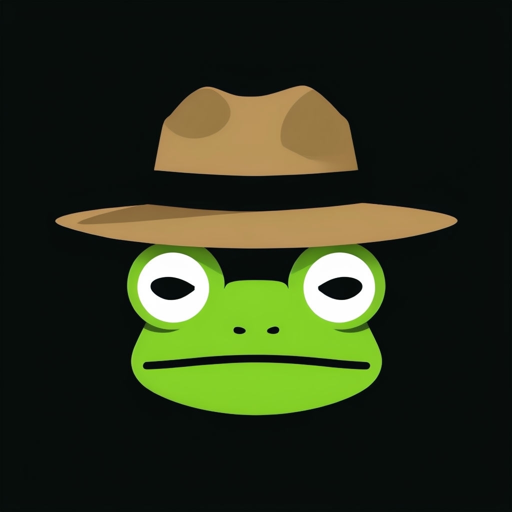 Lime Green Frog with Fedora Hat Minimalist Sticker