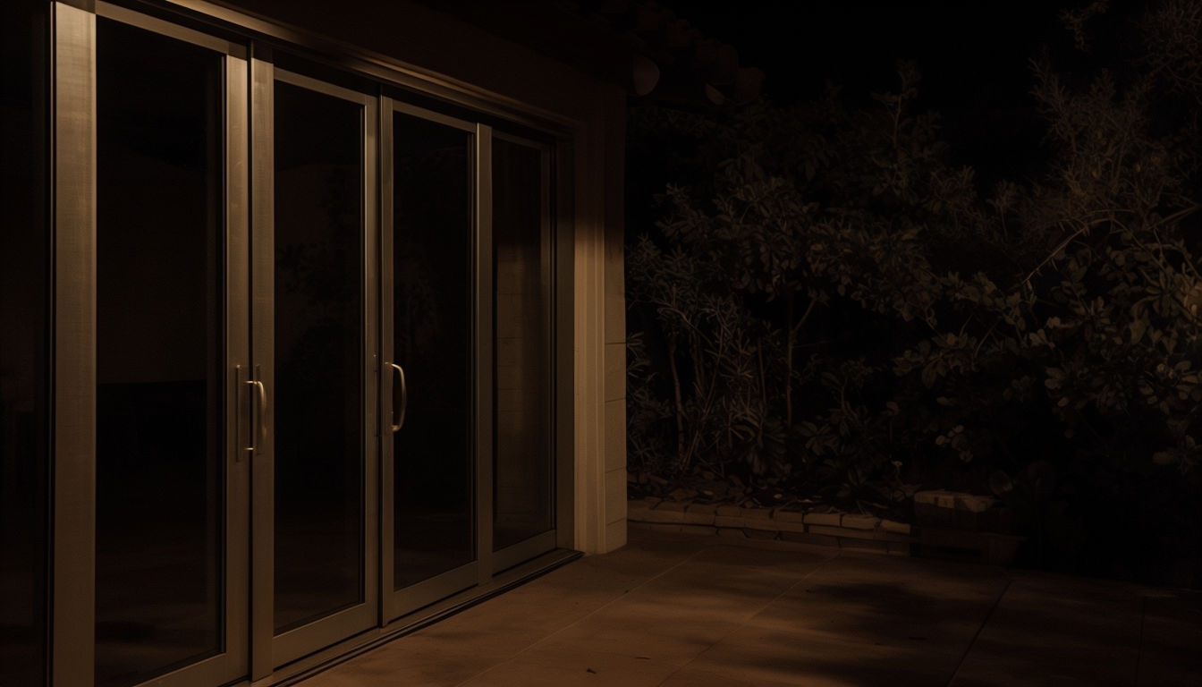 Serene Night Patio with Soft Lighting and Foliage Virtual Background