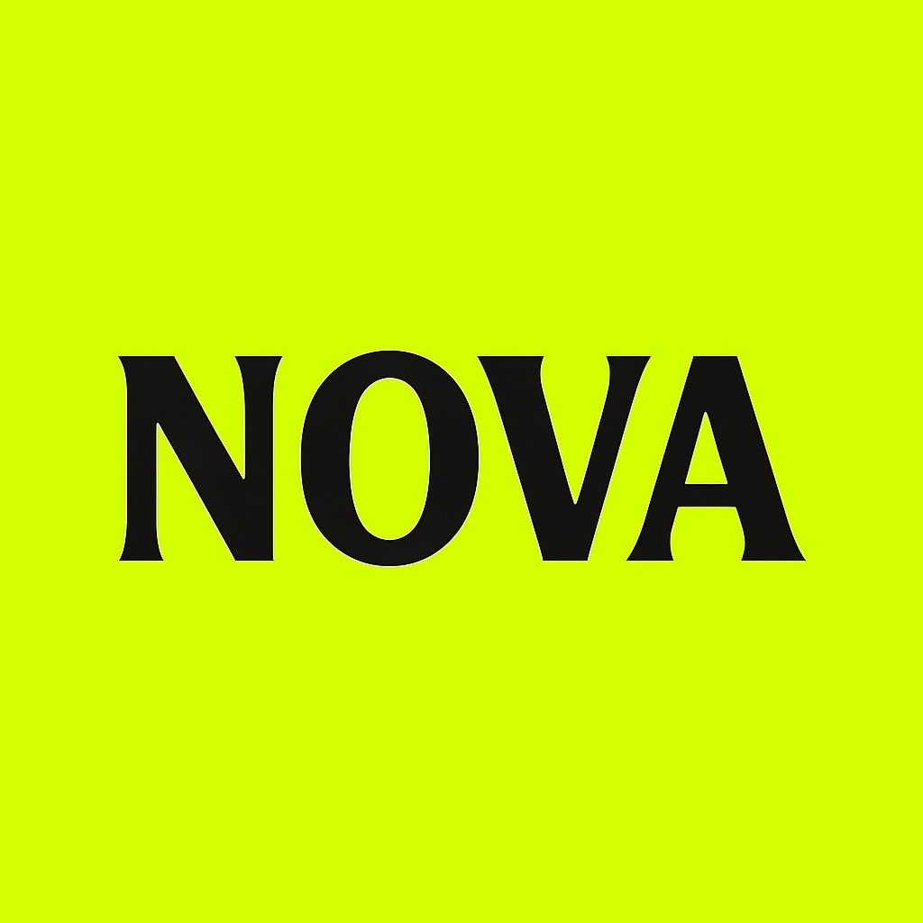 Minimalist Bold Nova Logo on Bright Lime Green Background