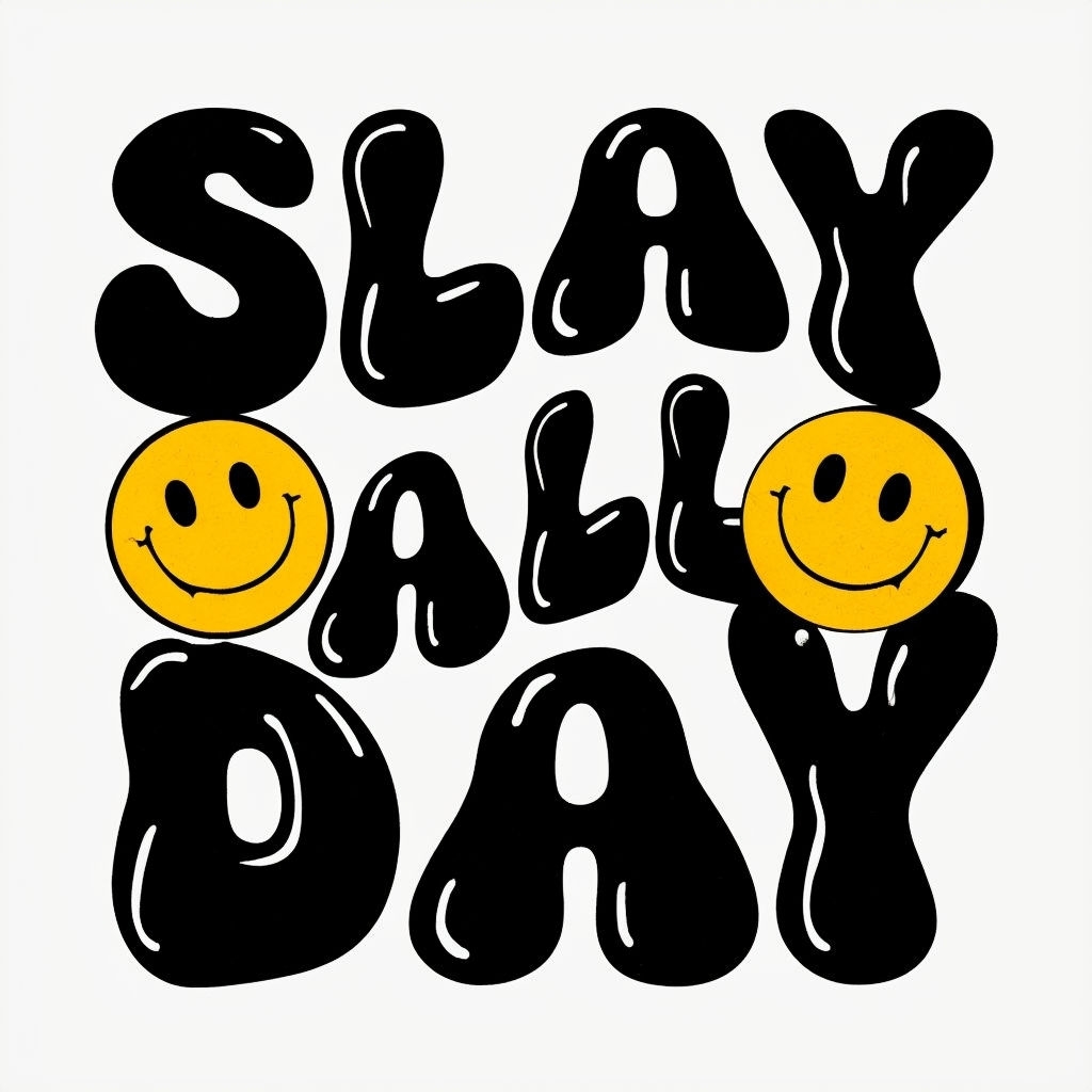 Playful Retro Slay All Day Graphic T-Shirt