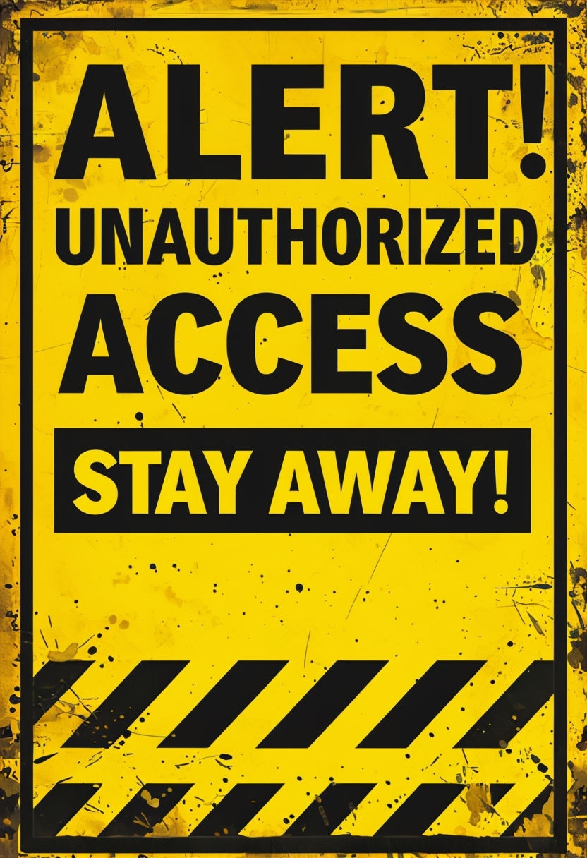 Vivid Yellow Unauthorized Access Warning Poster