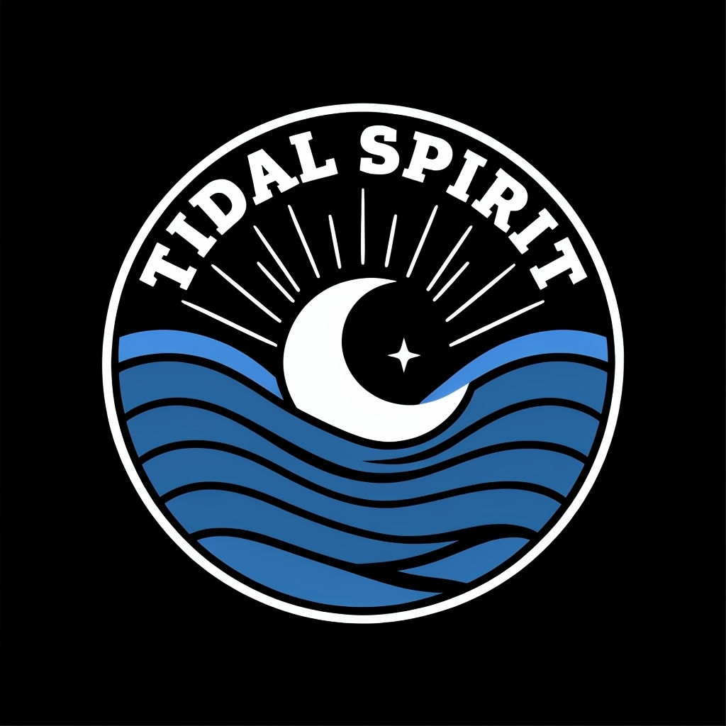 Modern Minimalist Tidal Spirit Logo Design T-Shirt