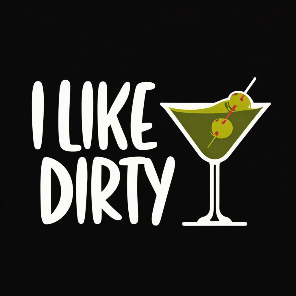 I Like It Dirty Martini Glass Graphic T-Shirt