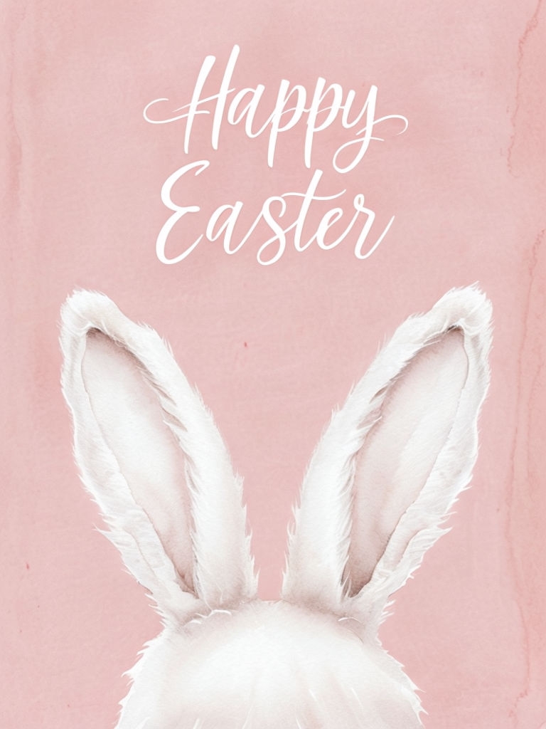 Whimsical Watercolor Happy Easter Bunny Ears Card 