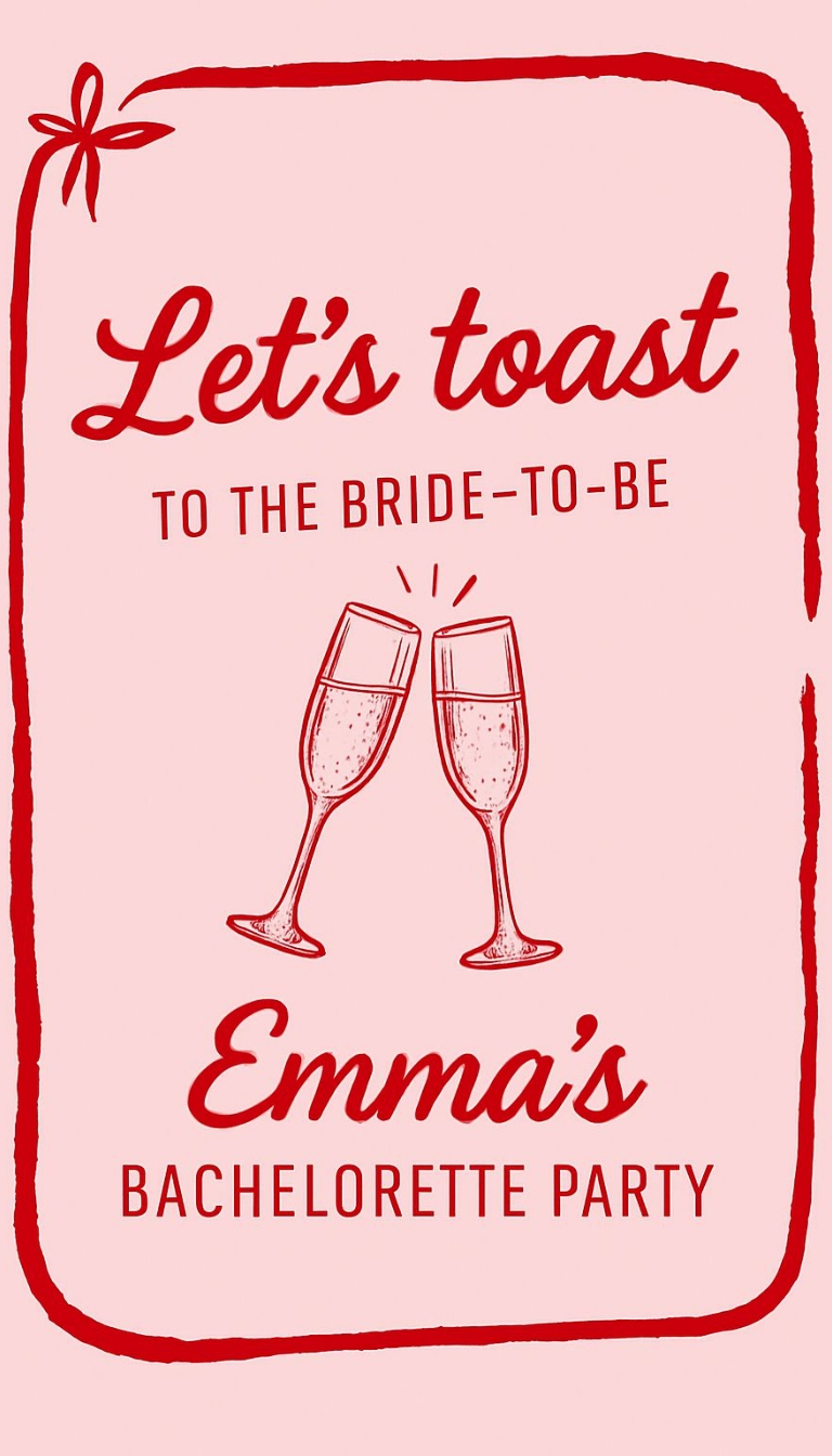 Cheerful Bachelorette Party Toast Invitation Design Event Sign