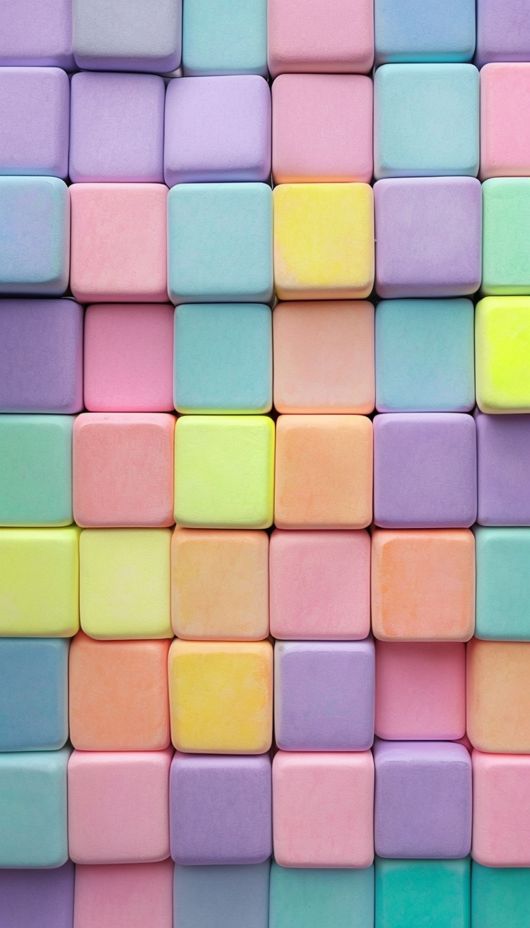 Pastel Cube Pattern Close-Up Abstract Wallpaper for Mobile Wallpaper