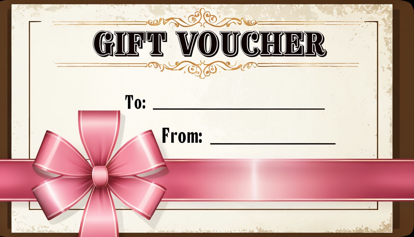 Elegant Vintage Gift Voucher with Pink Ribbon Design Card