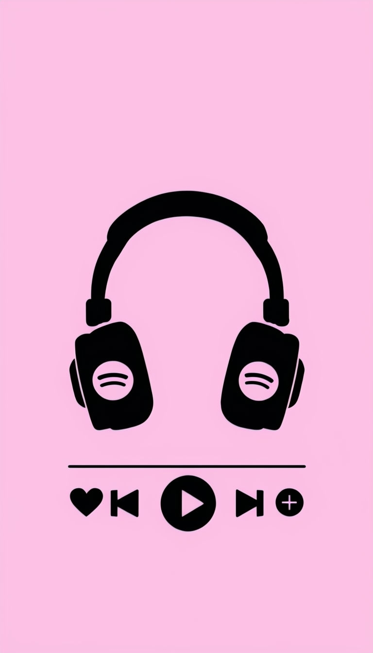 Minimalist Black Headphones with Spotify Logo Mobile Wallpaper