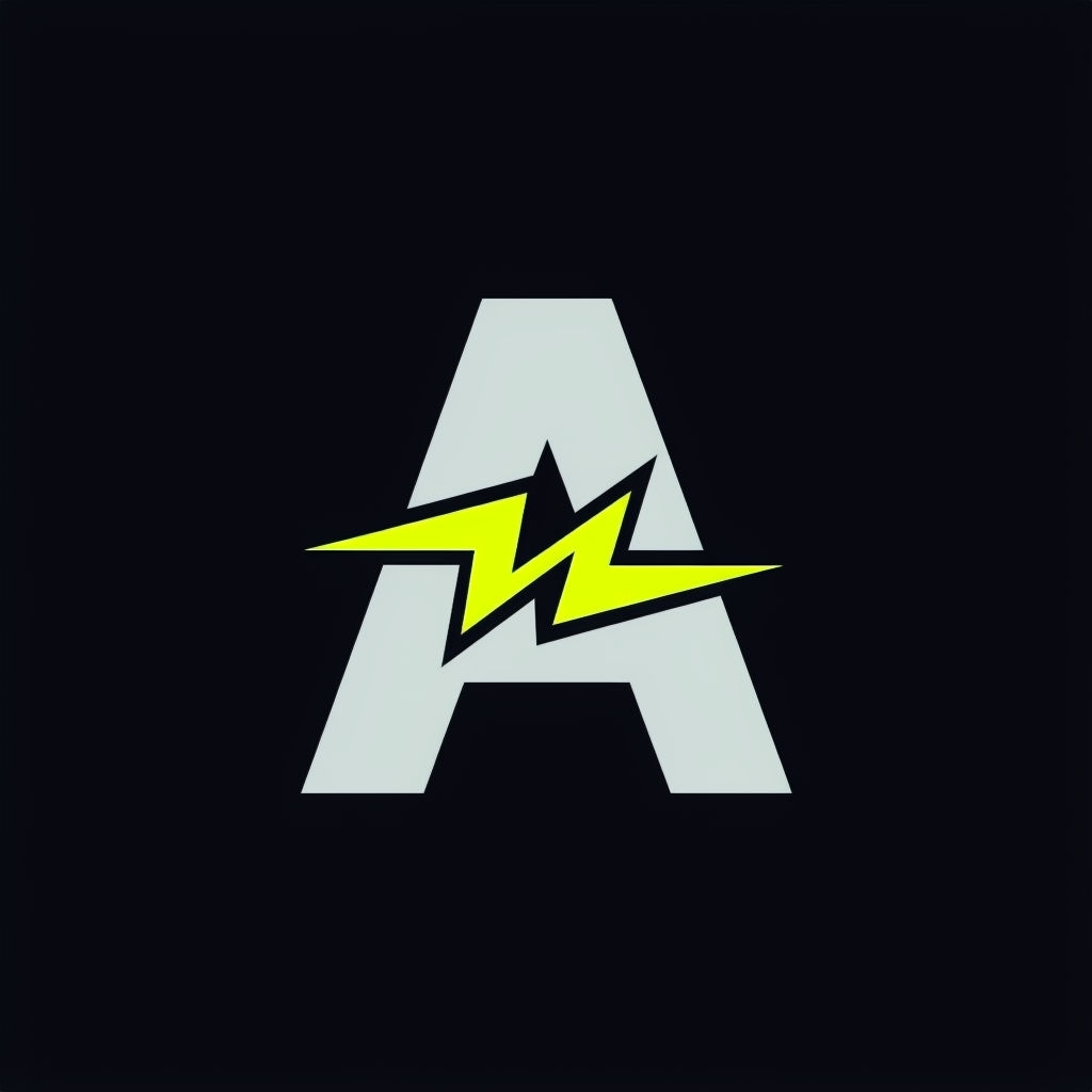 Modern Electric Yellow and Silver A Monogram Logo Design