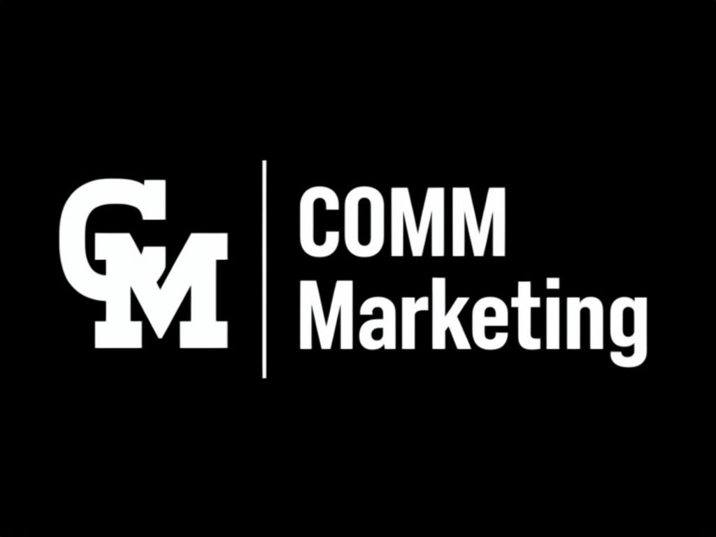 Minimalist Black and White COMM Marketing Logo Design