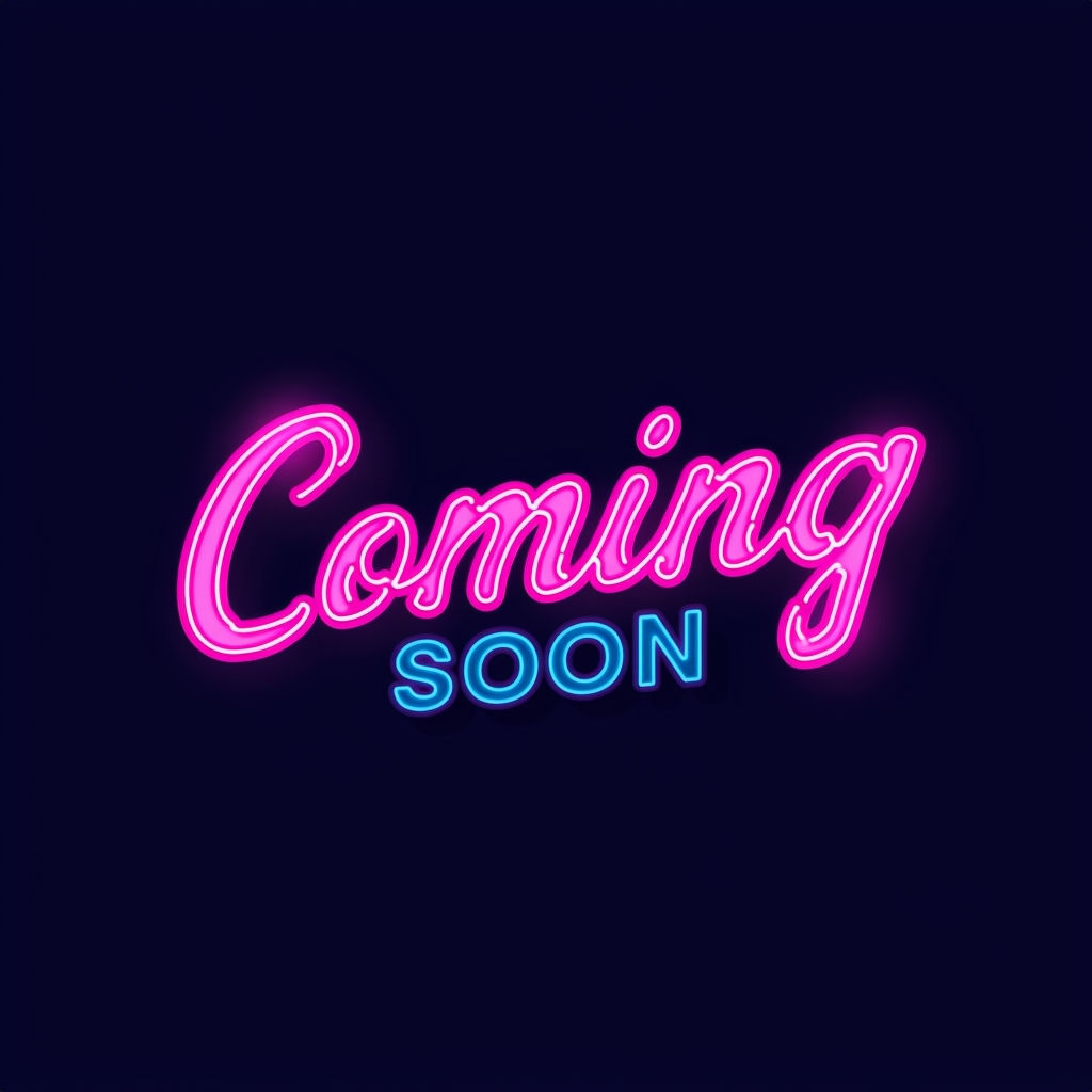 Vibrant Neon 'Coming Soon' Sign Graphic Design Poster