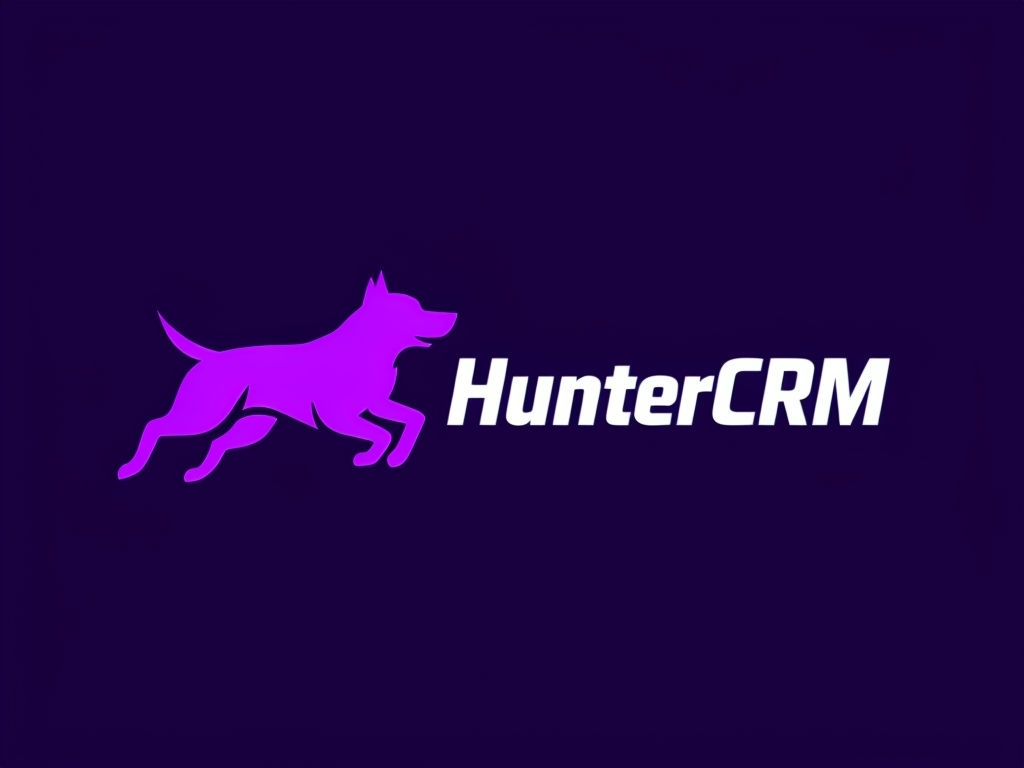 Dynamic Purple Dog Silhouette Logo for HunterCRM Design