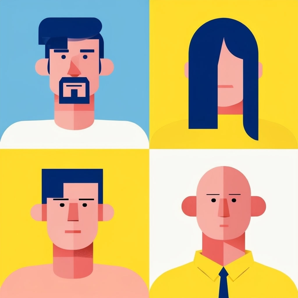 Minimalist Portraits in Bold Colors Seamless Pattern Design