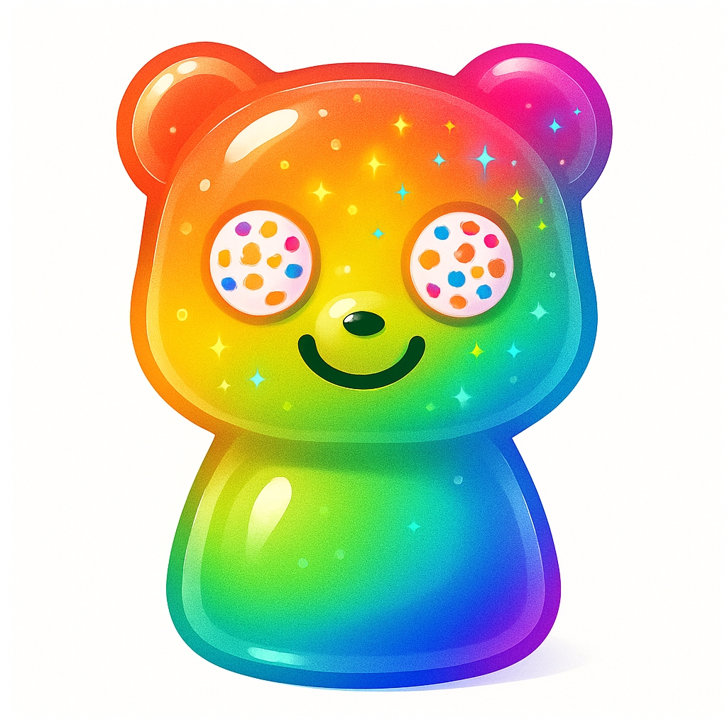 Vibrant Cartoon Bear Character with Rainbow Gradient Sticker