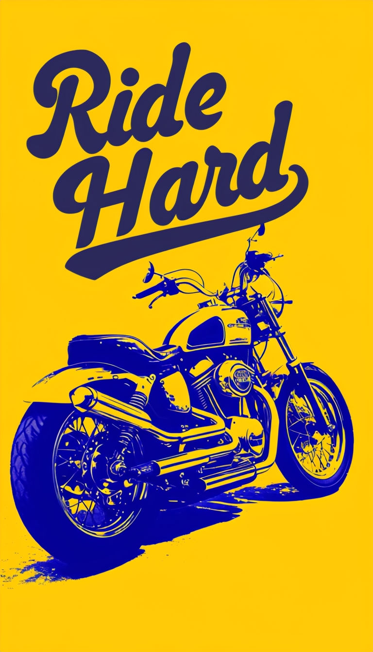 Vibrant 1970s Retro Motorcycle Ride Hard T-Shirt