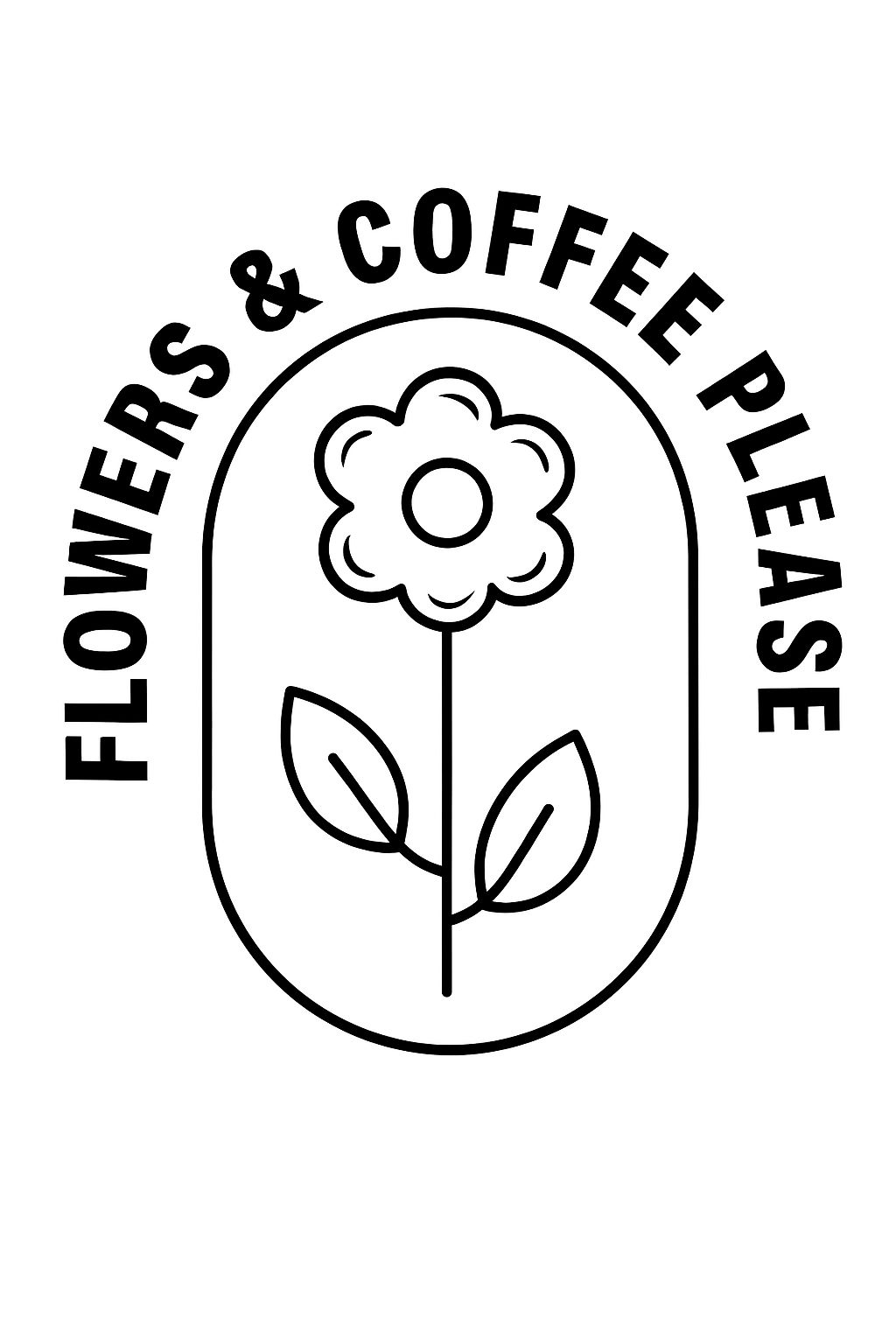 Minimalist Flowers and Coffee Please Line Art T-Shirt