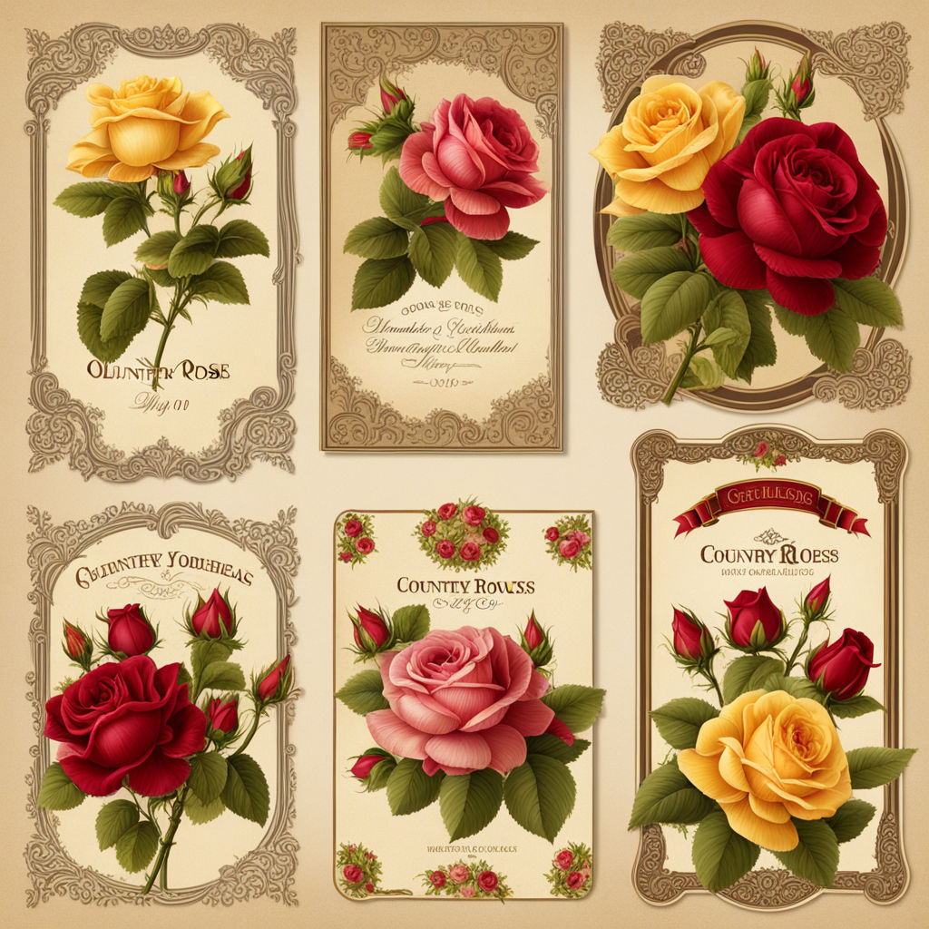 Create a set of vintage old country roses labels by Trudy Huddleston ...