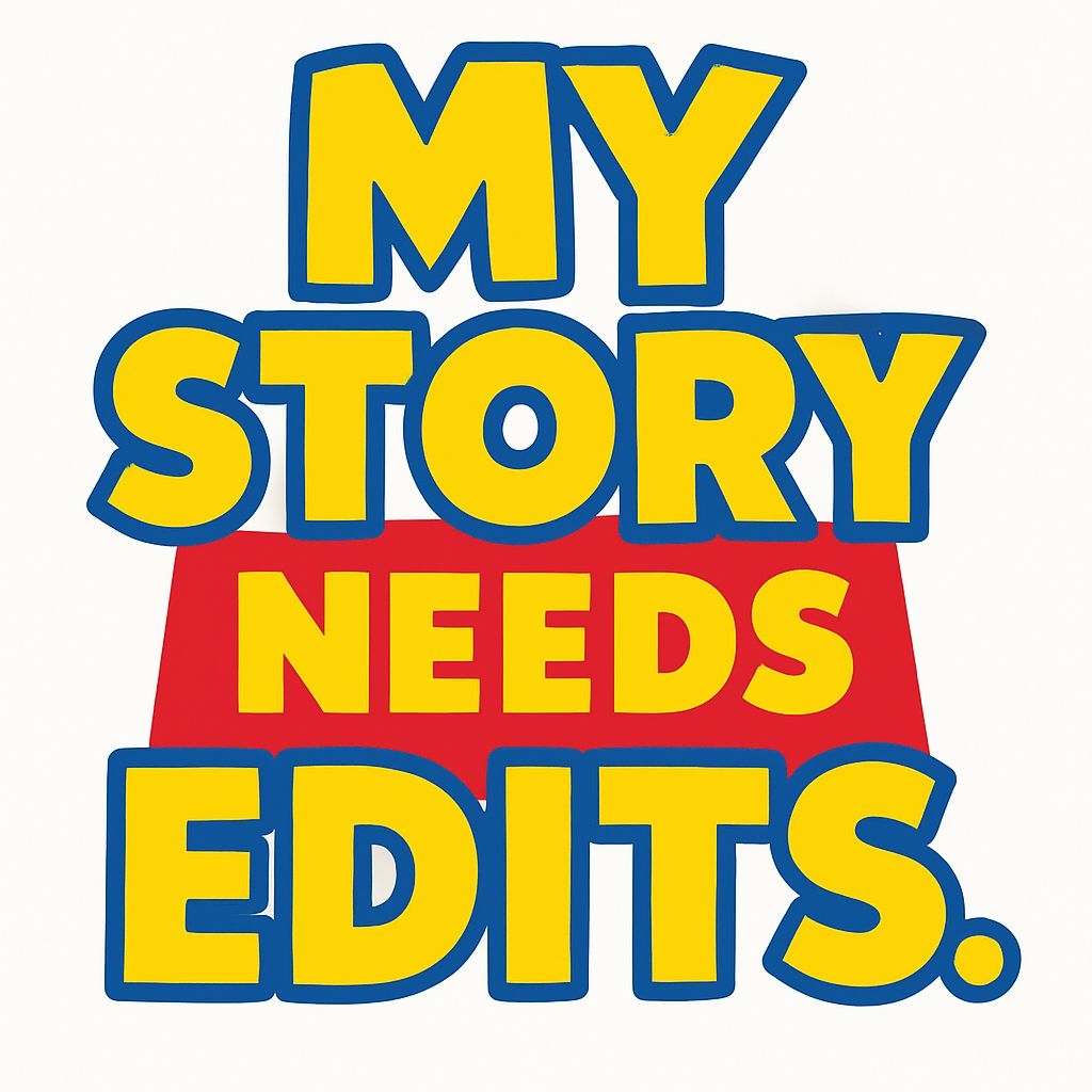 Bold Yellow Navy Outline My Story Needs Edits Sticker