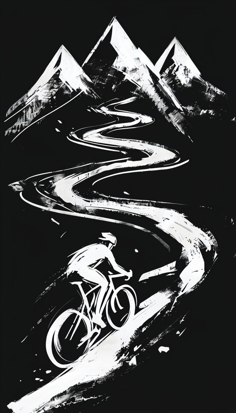 Dynamic Black and White Cyclist Illustration for Phone Case Cover