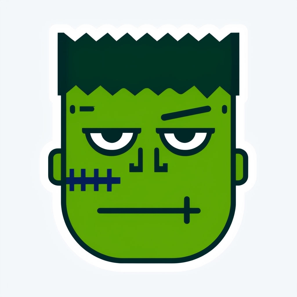 Playful Minimalist Frankenstein's Monster Cartoon Sticker