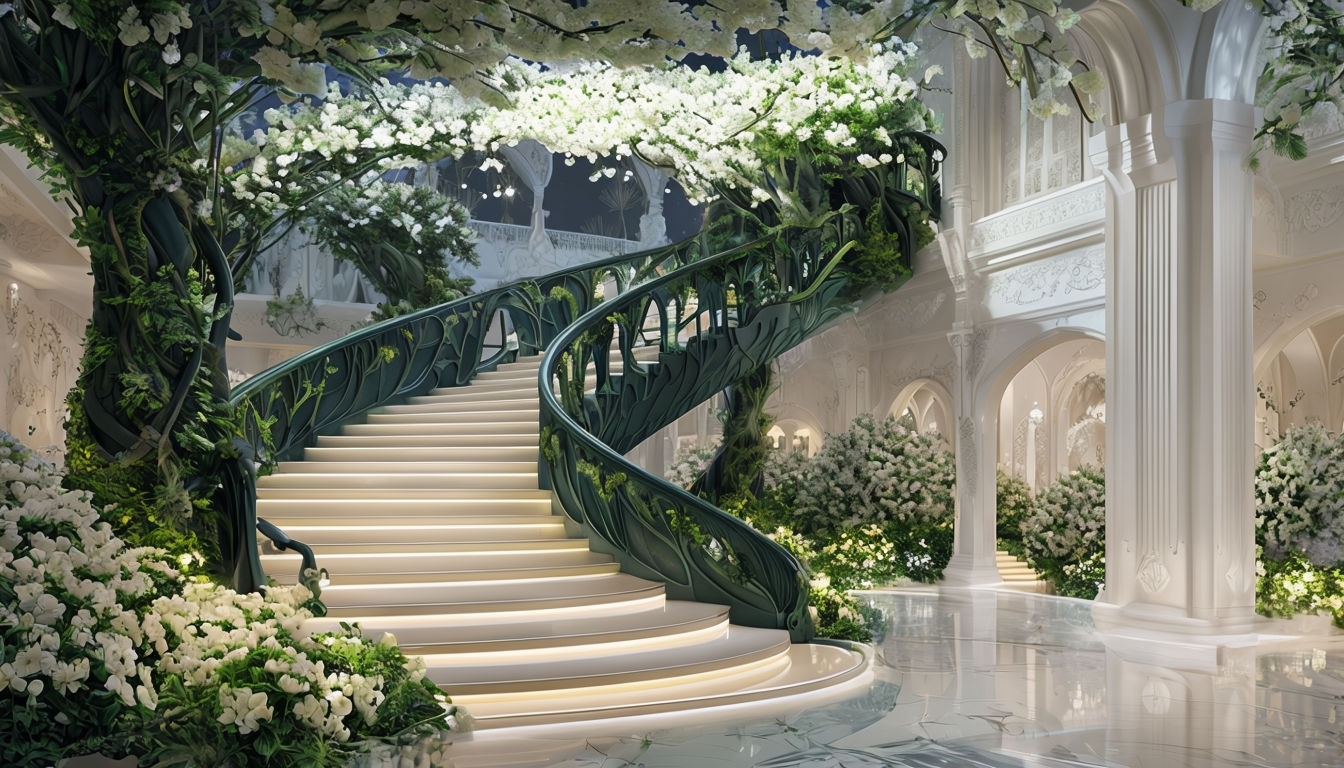 Whimsical Luxurious Hotel Hall Night Scene Virtual Background