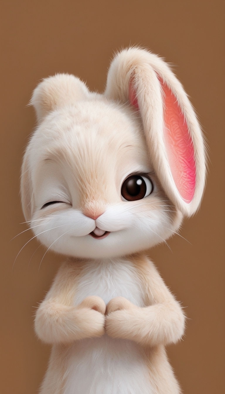 Adorable Animated Bunny Character Illustration Mobile Wallpaper