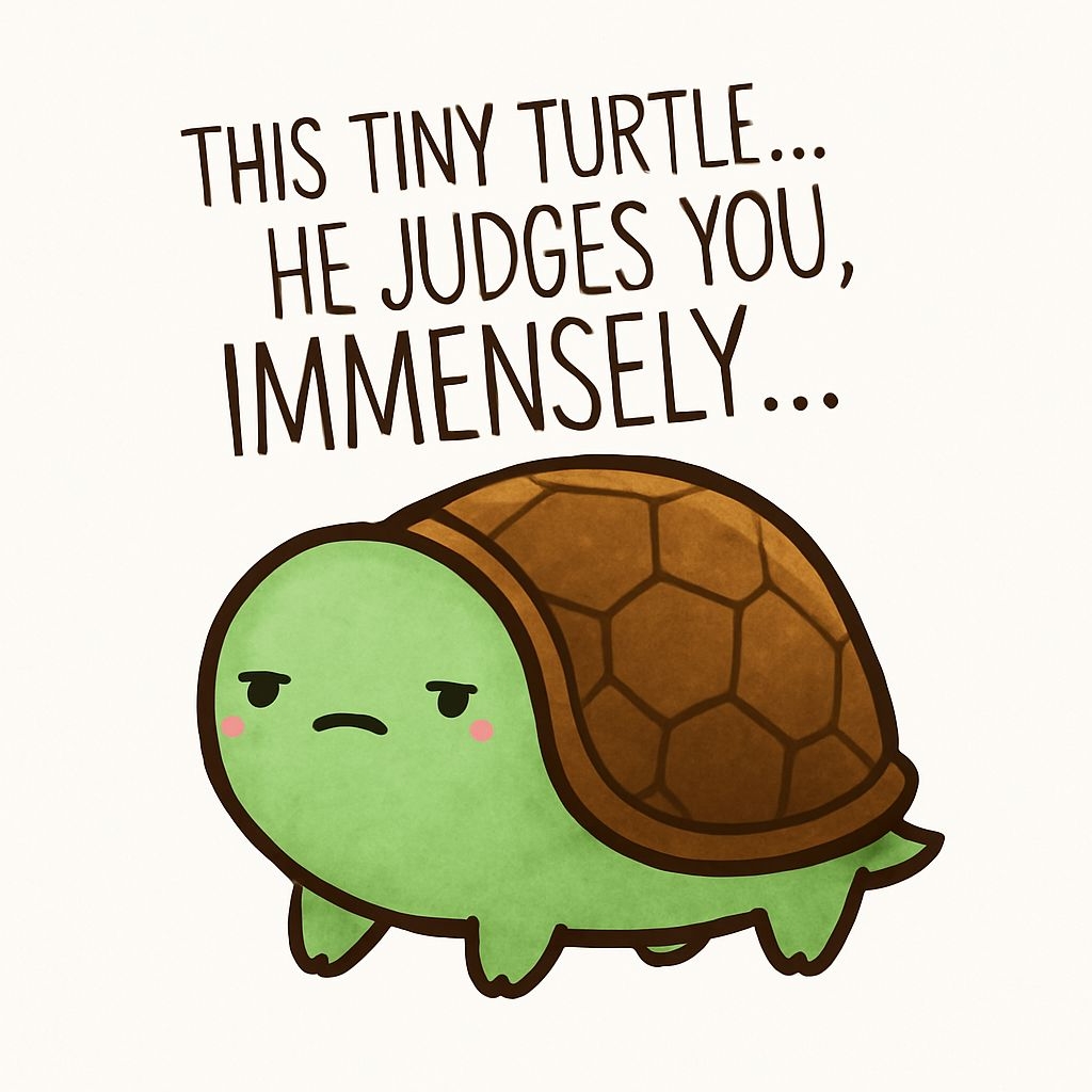 Adorable Tiny Turtle with Judging Expression Humor Sticker