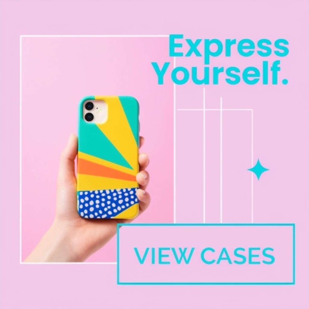 Colorful Playful Phone Case Advertisement for Social Media Post
