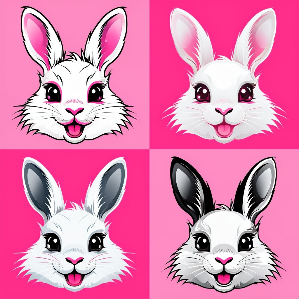 Vibrant Pop Art Rabbit Faces Seamless Pattern Design