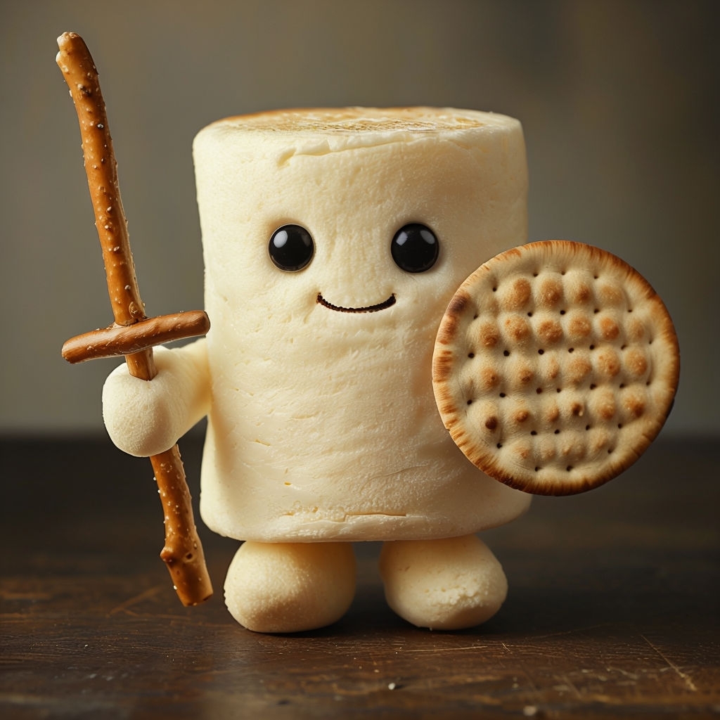 Whimsical Anthropomorphic Marshmallow Character Illustration Art