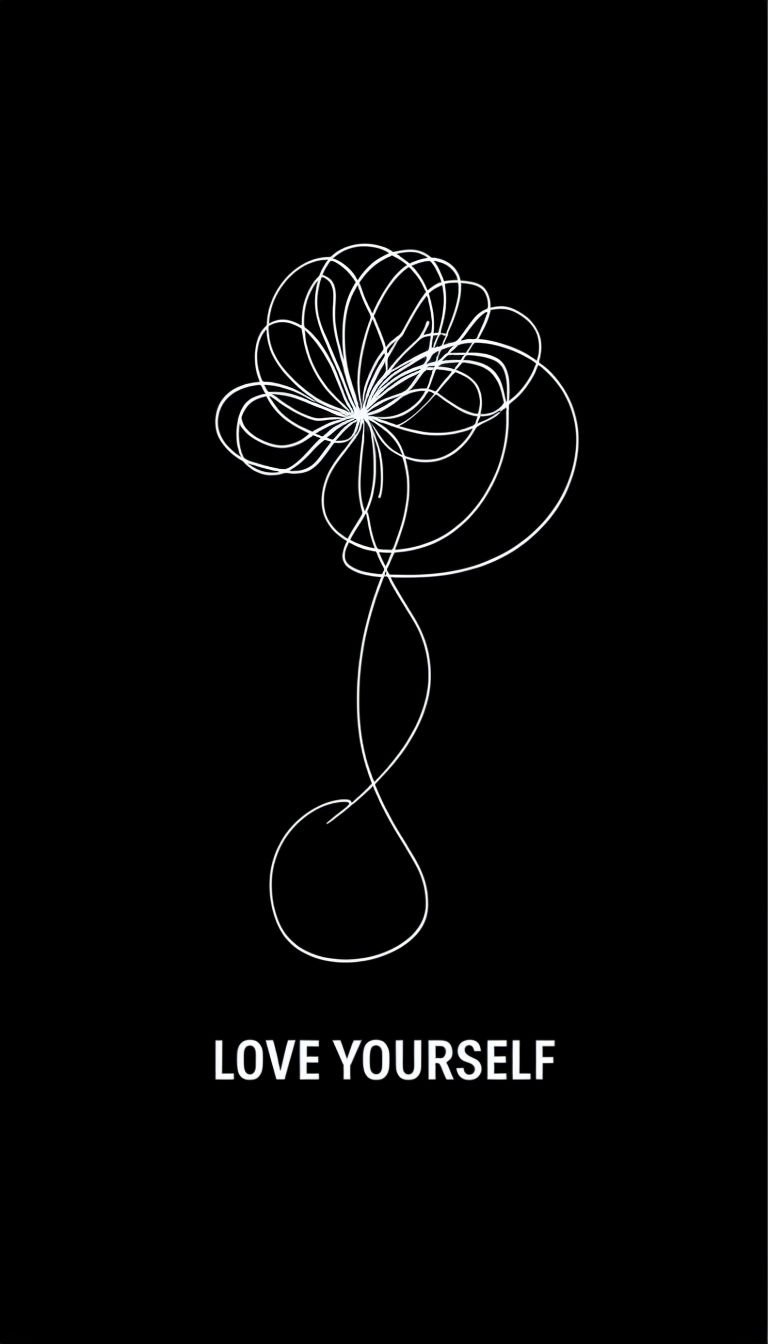 Abstract Floral Love Yourself Design on Black Phone Case Cover
