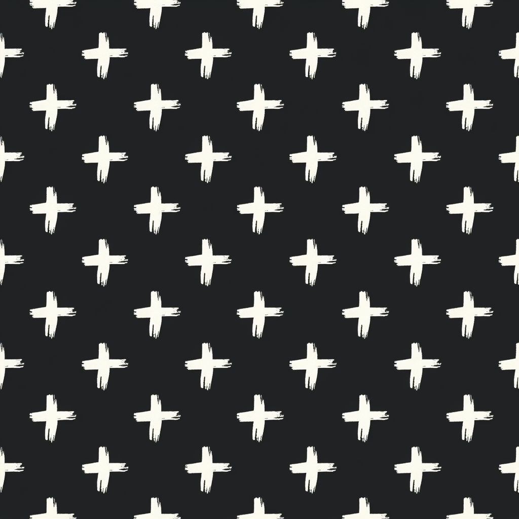 Minimalist White Plus Signs on Charcoal Background Seamless Pattern