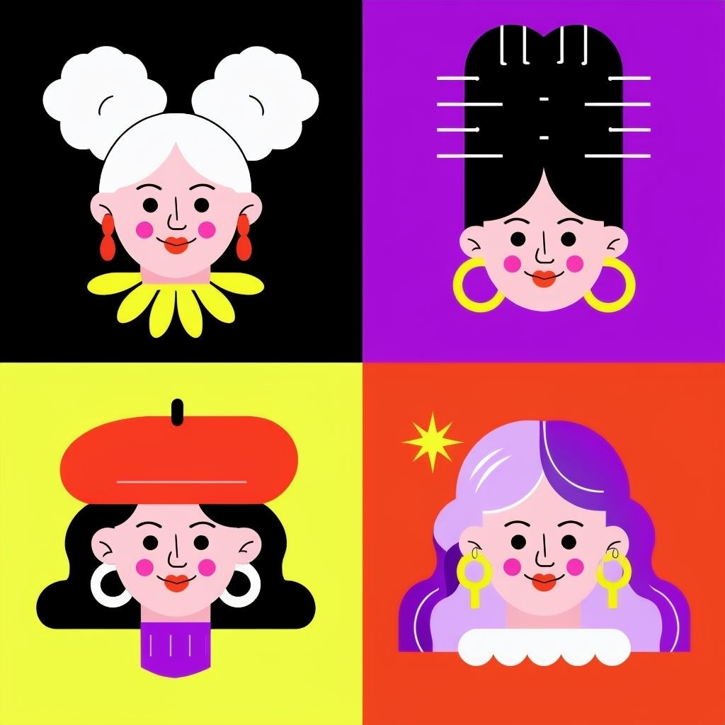 Colorful Cartoon Faces Grid Pattern Seamless Sticker