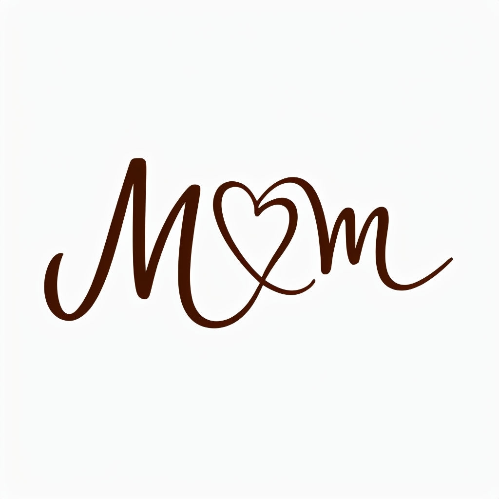 Minimalist Brown Heart-Shaped M Letter Design Monogram