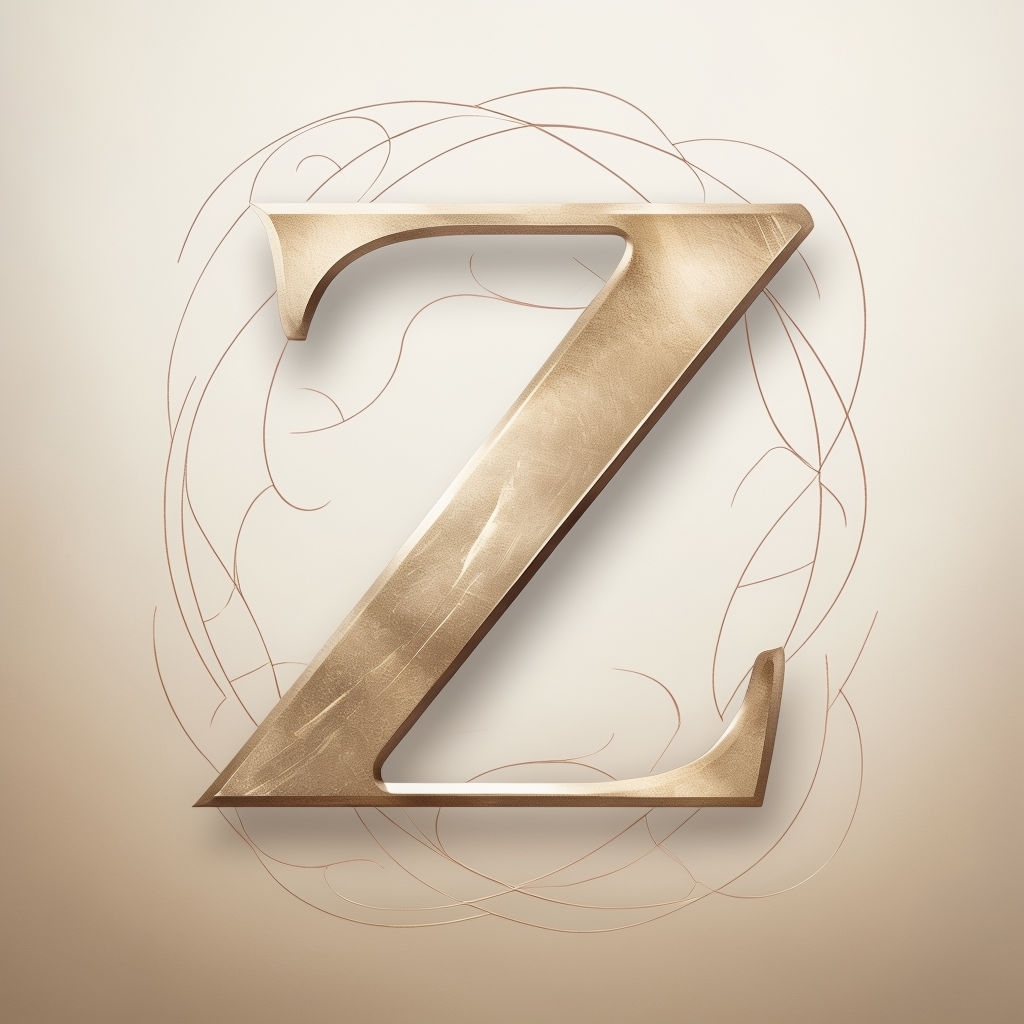 Elegant Gold Letter Z Monogram Design with Abstract Swirls Monogram