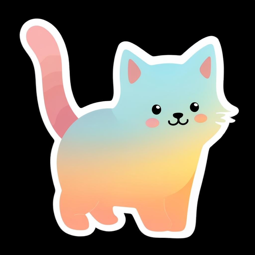 Cute Gradient Cartoon Cat Sticker Design