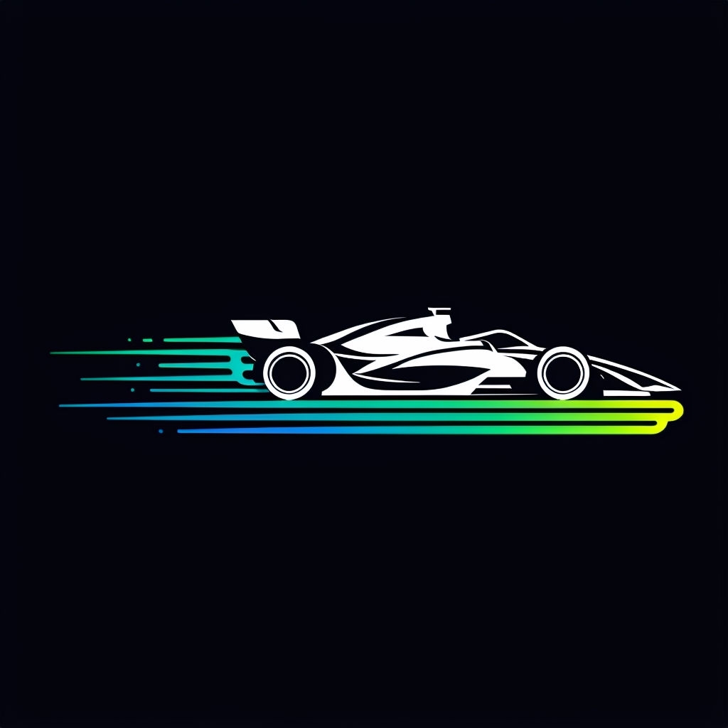 Sleek Minimalist Race Car Logo with Colorful Motion Lines