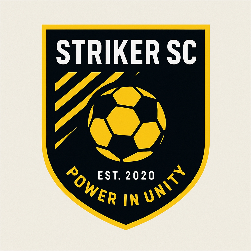 Modern Golden Yellow Sports Logo with Stylized Soccer Ball Design