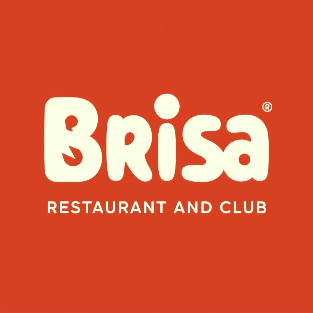 Playful Brisa Restaurant and Club Logo Design on Warm Background