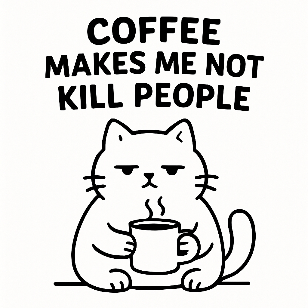 Grumpy Cat with Coffee Mug and Humorous Text Illustration Mug