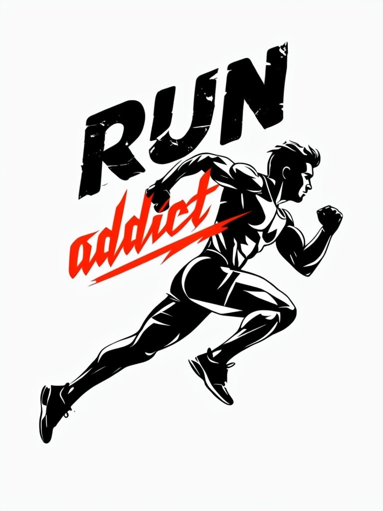 Dynamic Black and White Runner Silhouette T-Shirt Design
