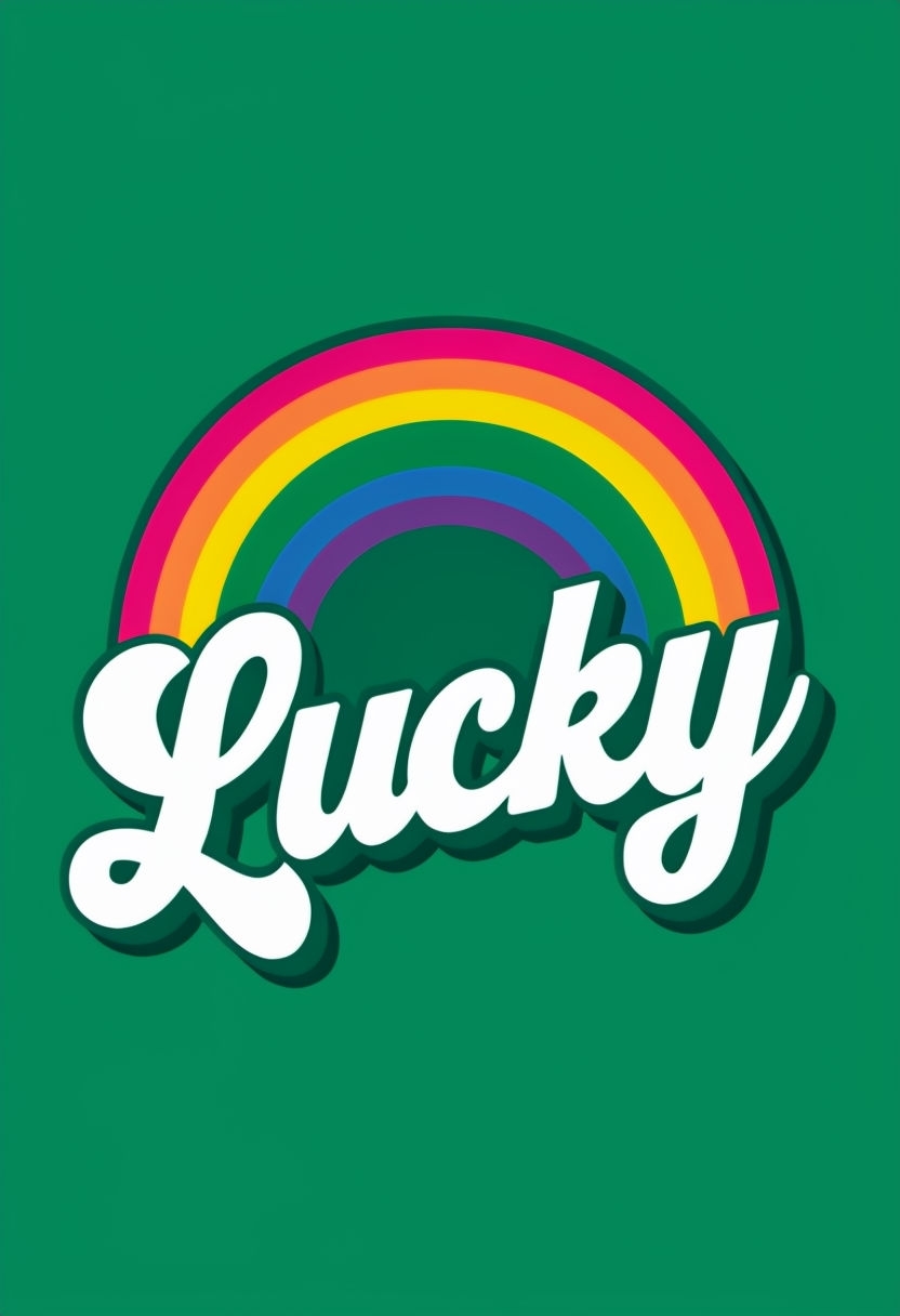 Vibrant Lucky Rainbow Design on Emerald Green Background T-shirt