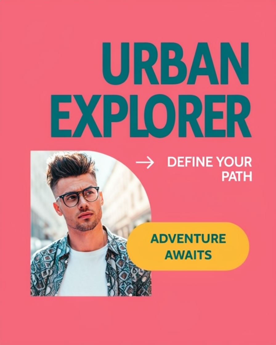 Stylish Urban Explorer Advertisement with Vibrant Call-to-Action Ads