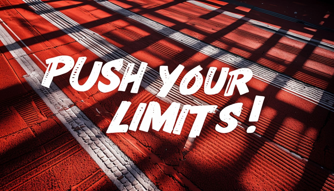 Push Your Limits Motivational Graphic on Vibrant Red Track Social Media Post